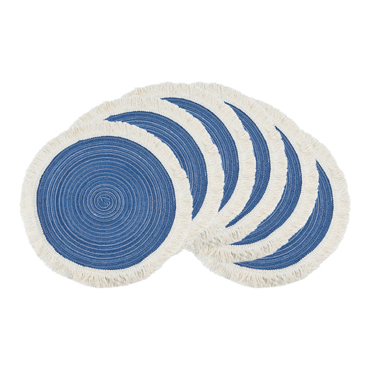 Rustic Placemats Set of 6 Round Rattan for Dining Table Decor Wipe Clean 15*15in