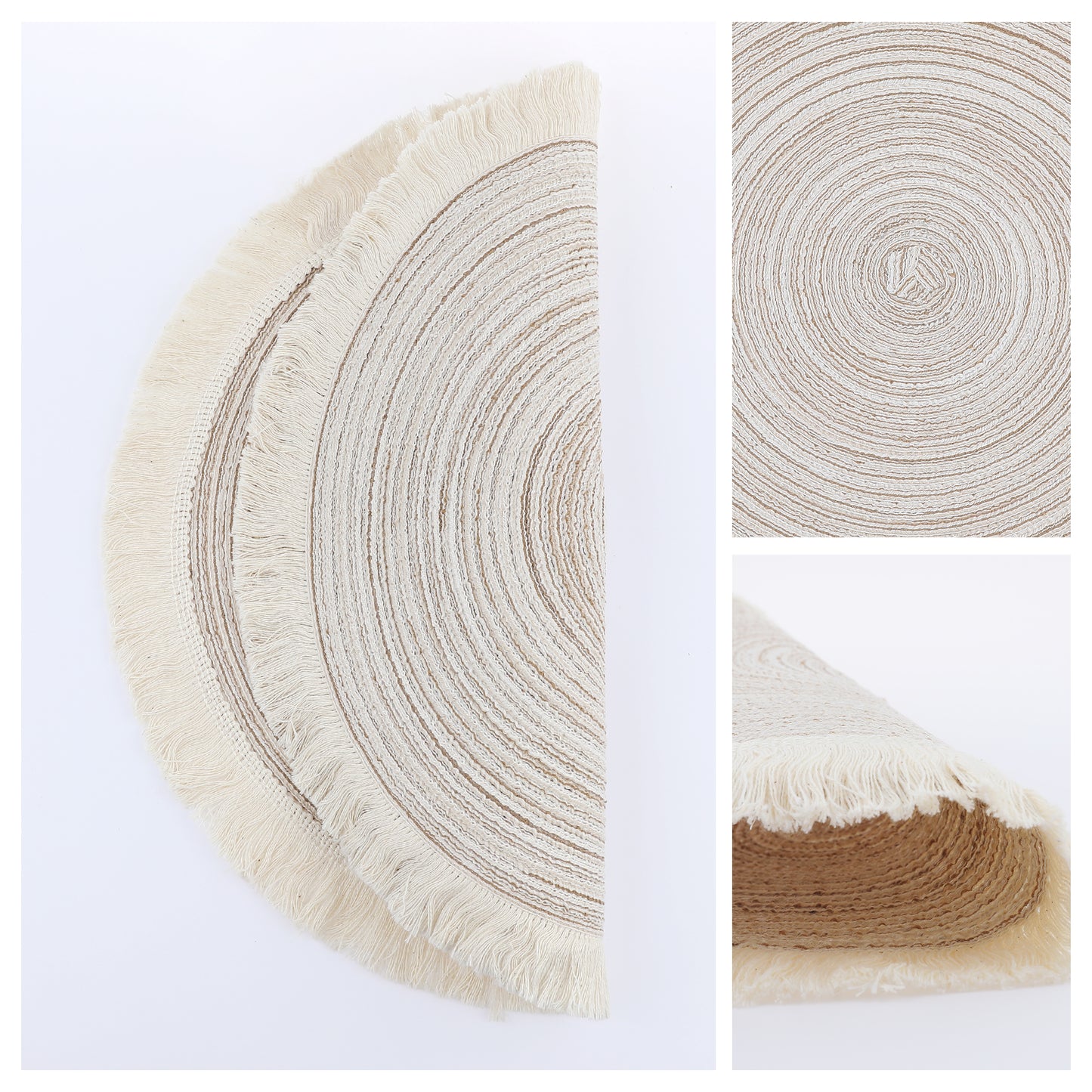 Rustic Placemats Set of 6 Round Rattan for Dining Table Decor Wipe Clean 15*15in