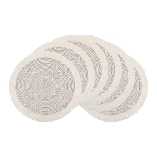 Rustic Placemats Set of 6 Round Rattan for Dining Table Decor Wipe Clean 15*15in