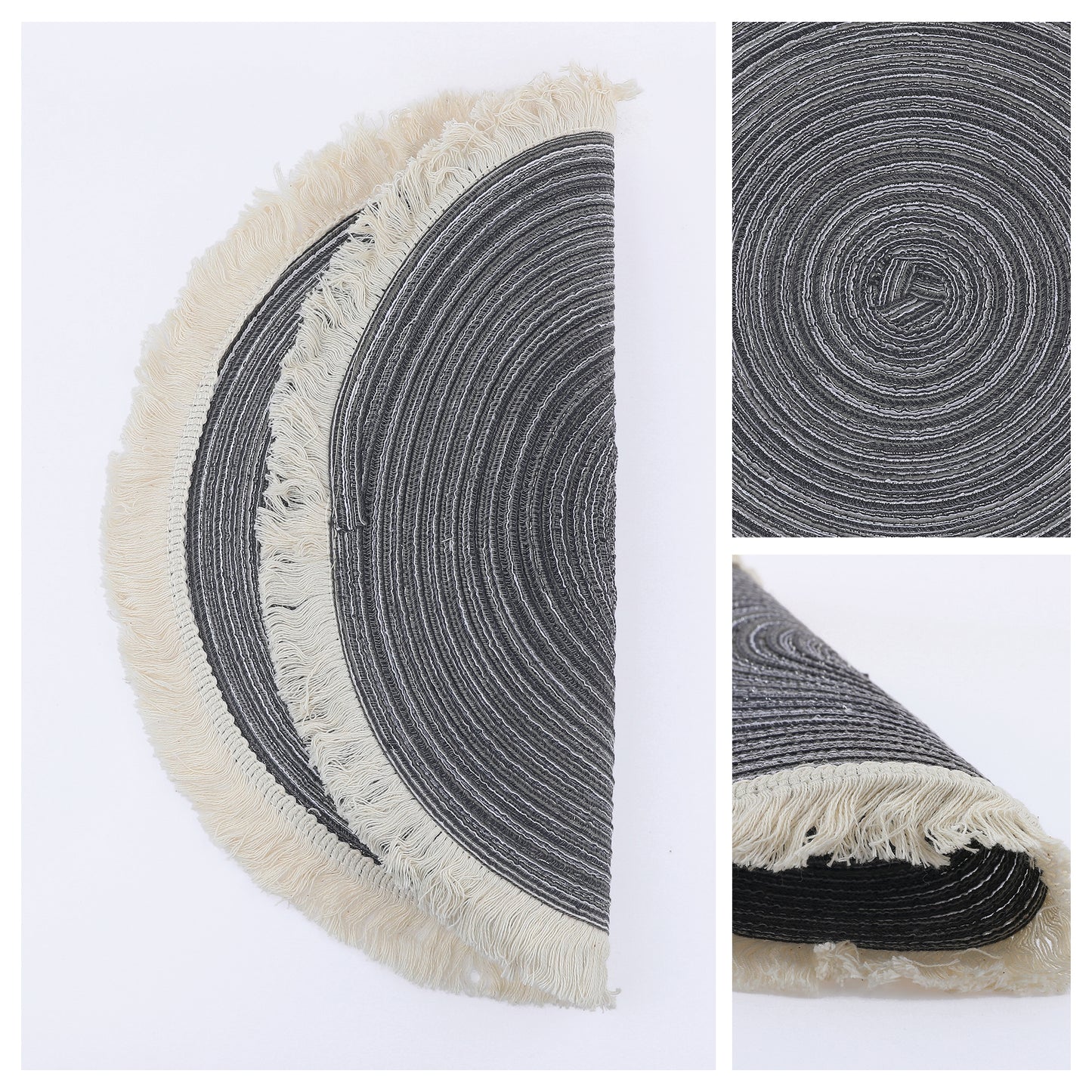 Rustic Placemats Set of 6 Round Rattan for Dining Table Decor Wipe Clean 15*15in