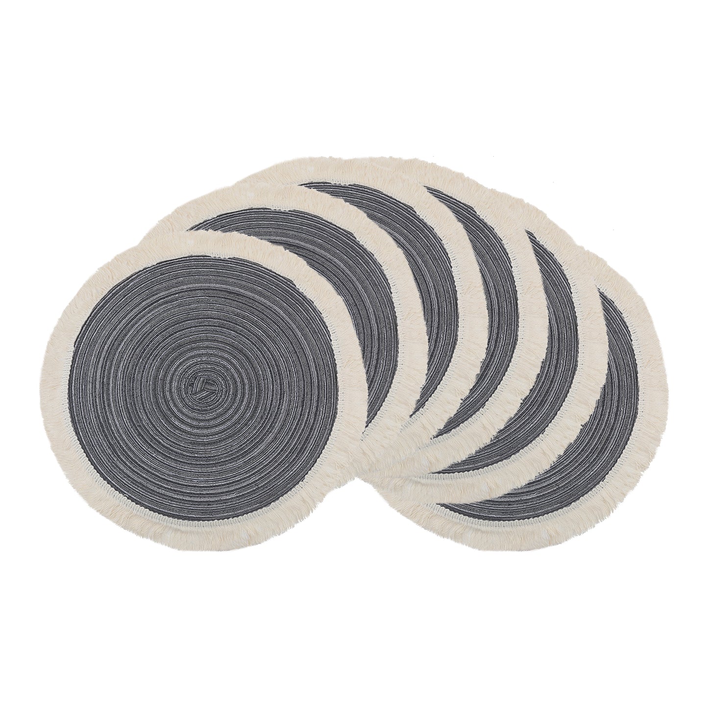 Rustic Placemats Set of 6 Round Rattan for Dining Table Decor Wipe Clean 15*15in