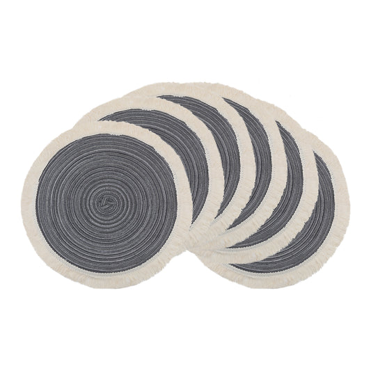 Rustic Placemats Set of 6 Round Rattan for Dining Table Decor Wipe Clean 15*15in