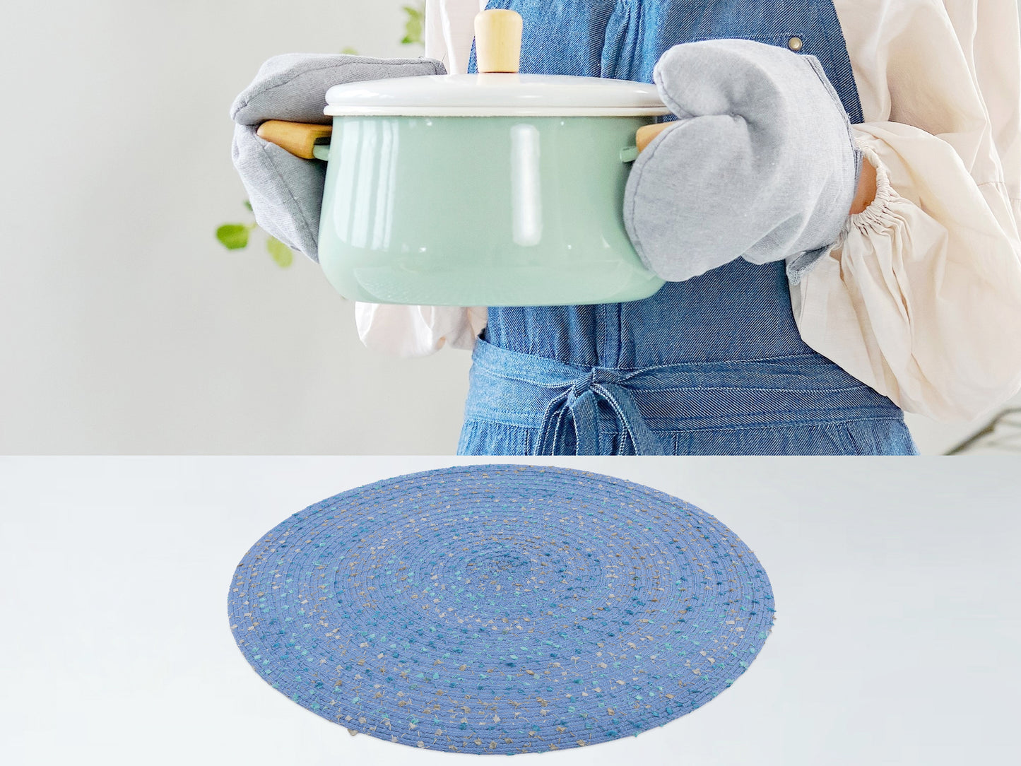 Rustic Placemats Set of 6 Round for Dining Table Decor Wipe Clean 15*15in