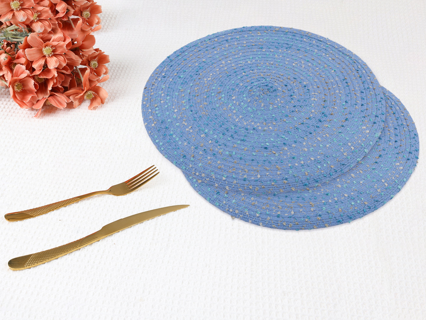 Rustic Placemats Set of 6 Round for Dining Table Decor Wipe Clean 15*15in