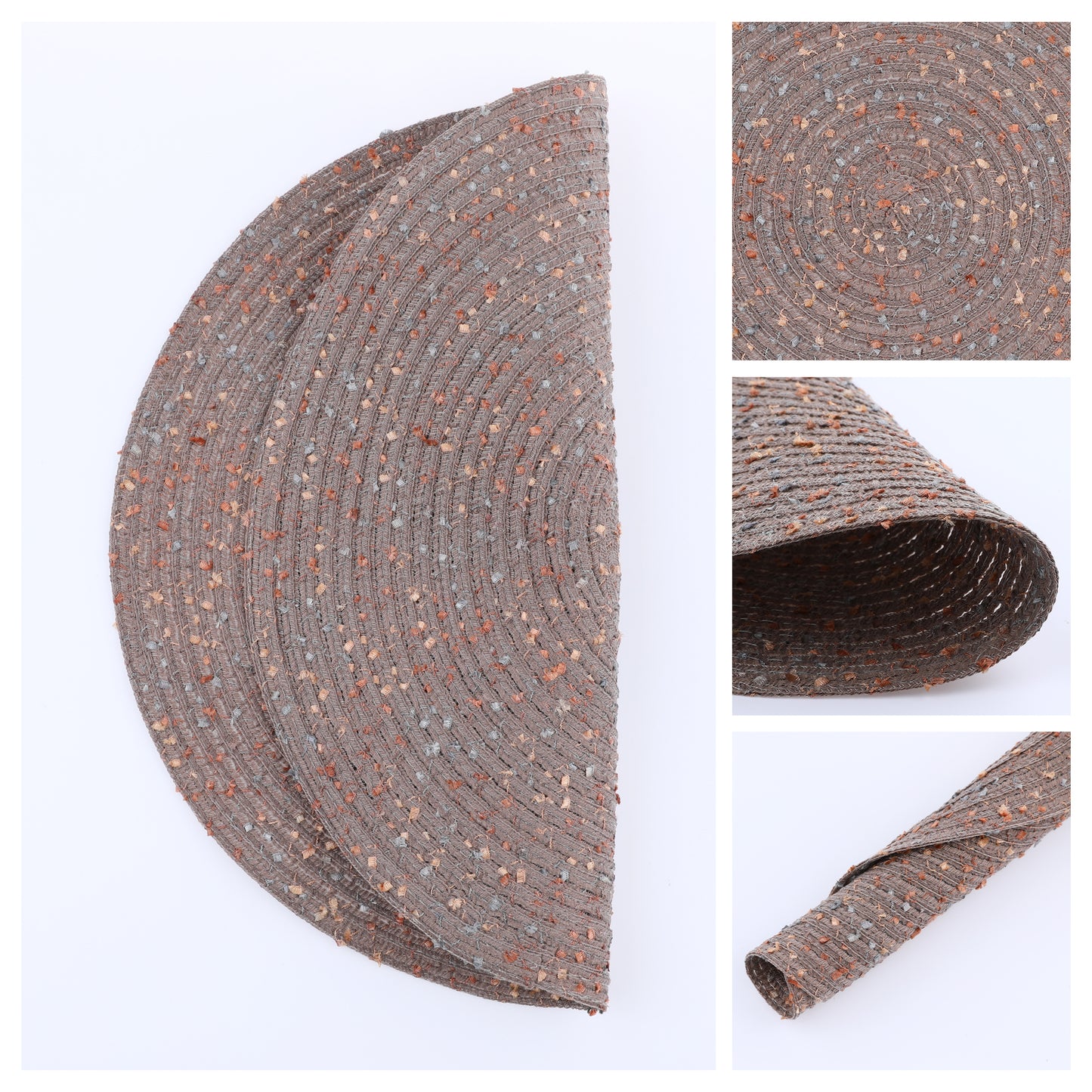 Rustic Placemats Set of 6 Round for Dining Table Decor Wipe Clean 15*15in