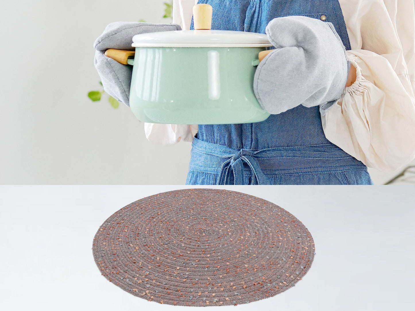 Rustic Placemats Set of 6 Round for Dining Table Decor Wipe Clean 15*15in