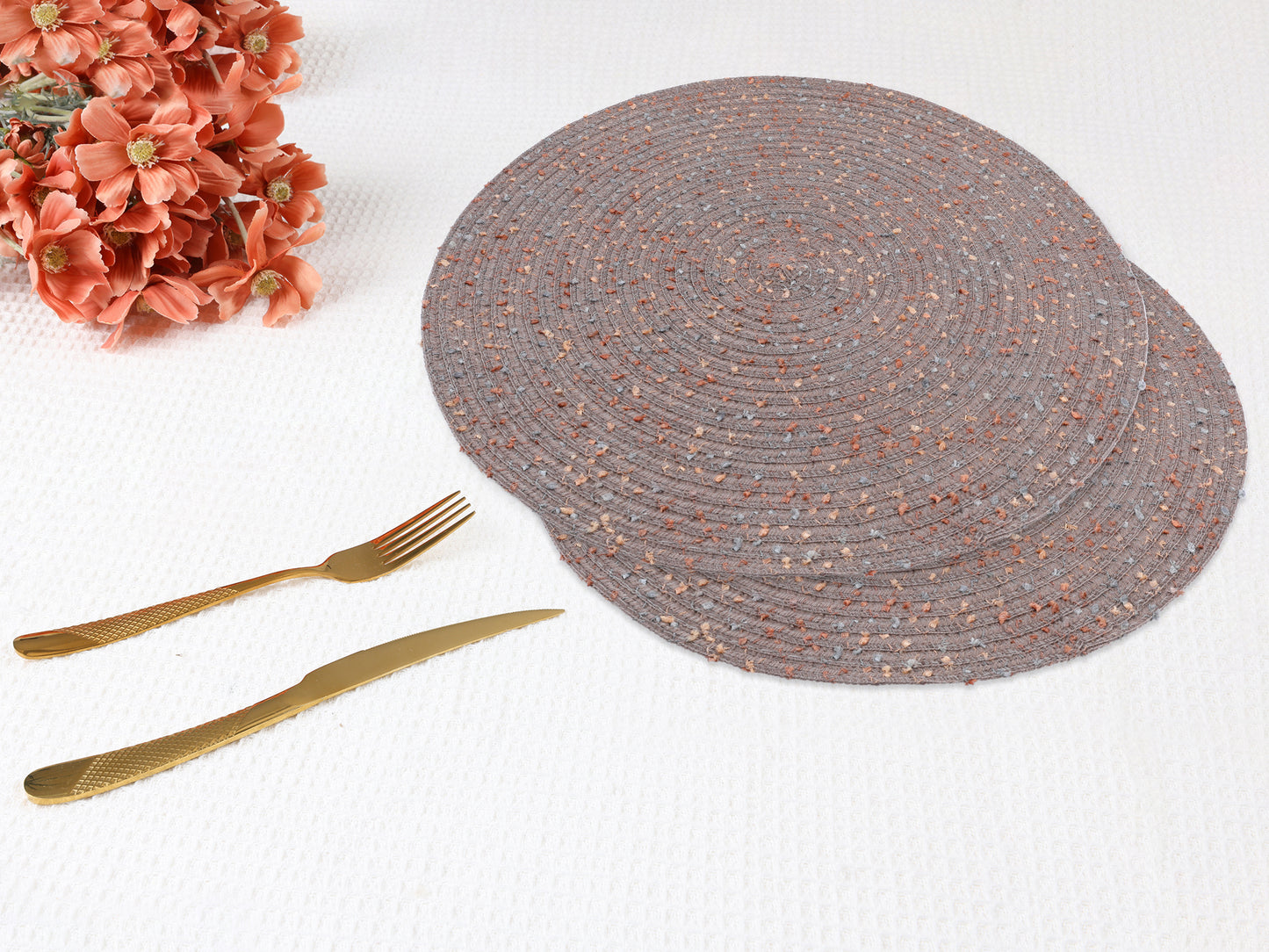 Rustic Placemats Set of 6 Round for Dining Table Decor Wipe Clean 15*15in