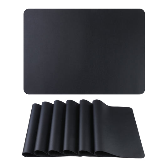 Placemats Set of 6 Faux Leather for Kitchen Dining Table Decor Washable Heat Resistant 17*12in