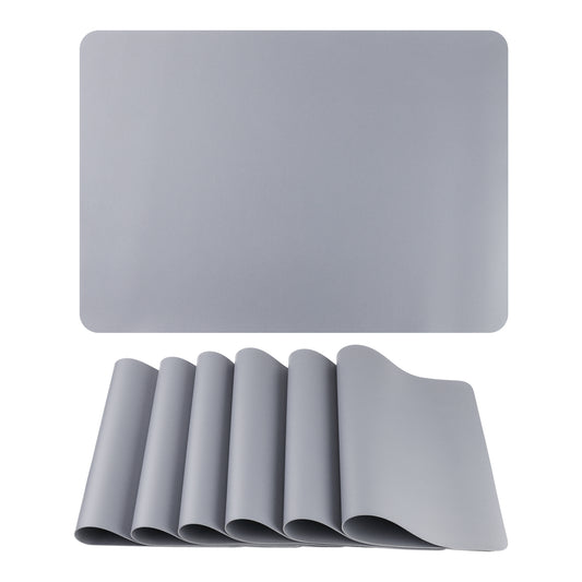 Placemats Set of 6 Faux Leather for Kitchen Dining Table Decor Washable Heat Resistant 17*12in