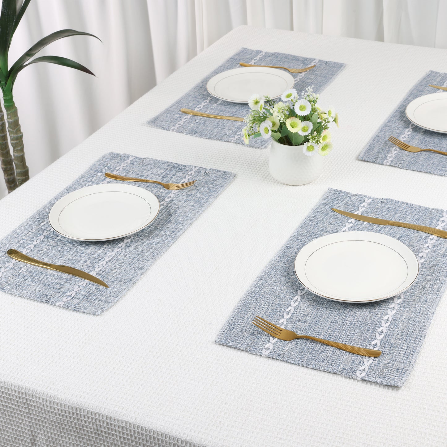 Placemats Set of 8 Linen for Kitchen Dining Table Decor Washable Heat Resistant 20*12in