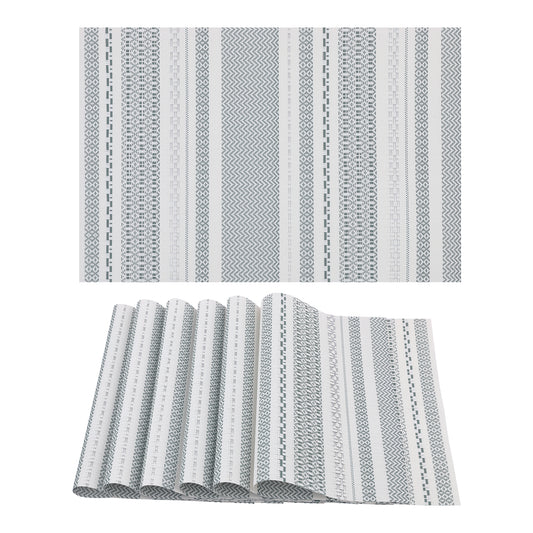 Placemats Set of 6 PVC for Kitchen Dining Table Decor Washable Heat Resistant 18*12in