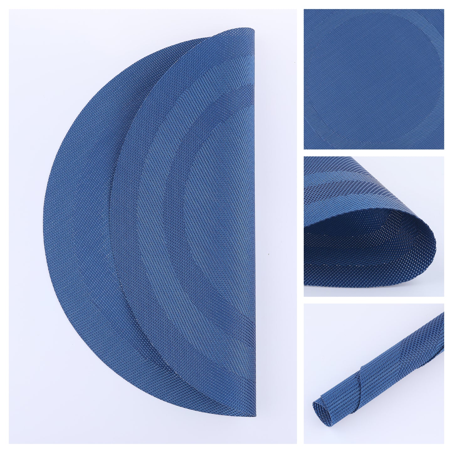 Set of 6 PVC Round Placemats for Kitchen Dining Table Decor Washable Heat Resistant 15*15in
