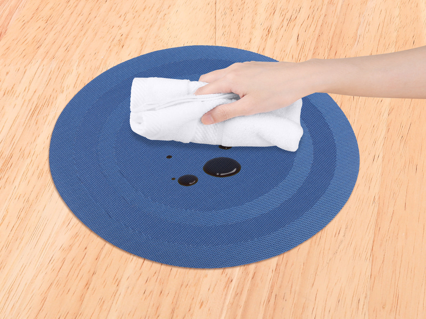 Set of 6 PVC Round Placemats for Kitchen Dining Table Decor Washable Heat Resistant 15*15in