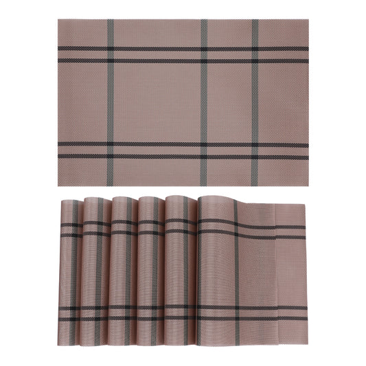Placemats Set of 6 PVC for Kitchen Dining Table Decor Washable Wipeable 18*12in