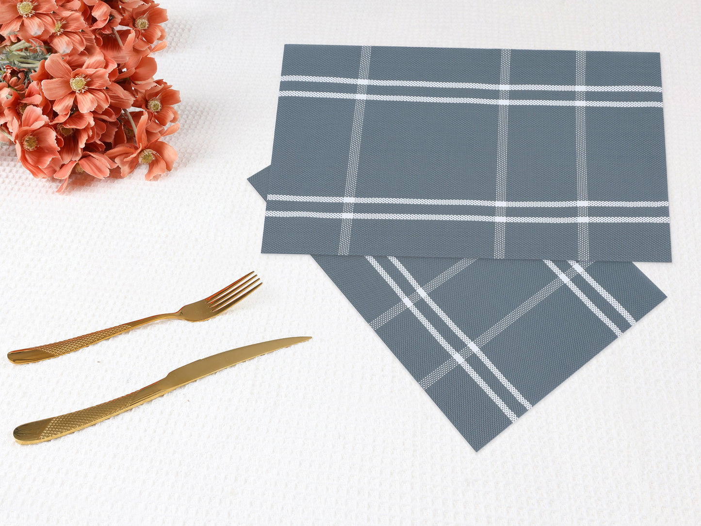 Placemats Set of 6 PVC for Kitchen Dining Table Decor Washable Wipeable 18*12in