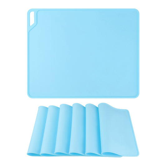 Juego de 6 manteles individuales de silicona para decoración de mesa de cocina y comedor, lavables y lavables, 15 x 12 pulgadas