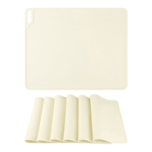 Juego de 6 manteles individuales de silicona para decoración de mesa de cocina y comedor, lavables y lavables, 15 x 12 pulgadas