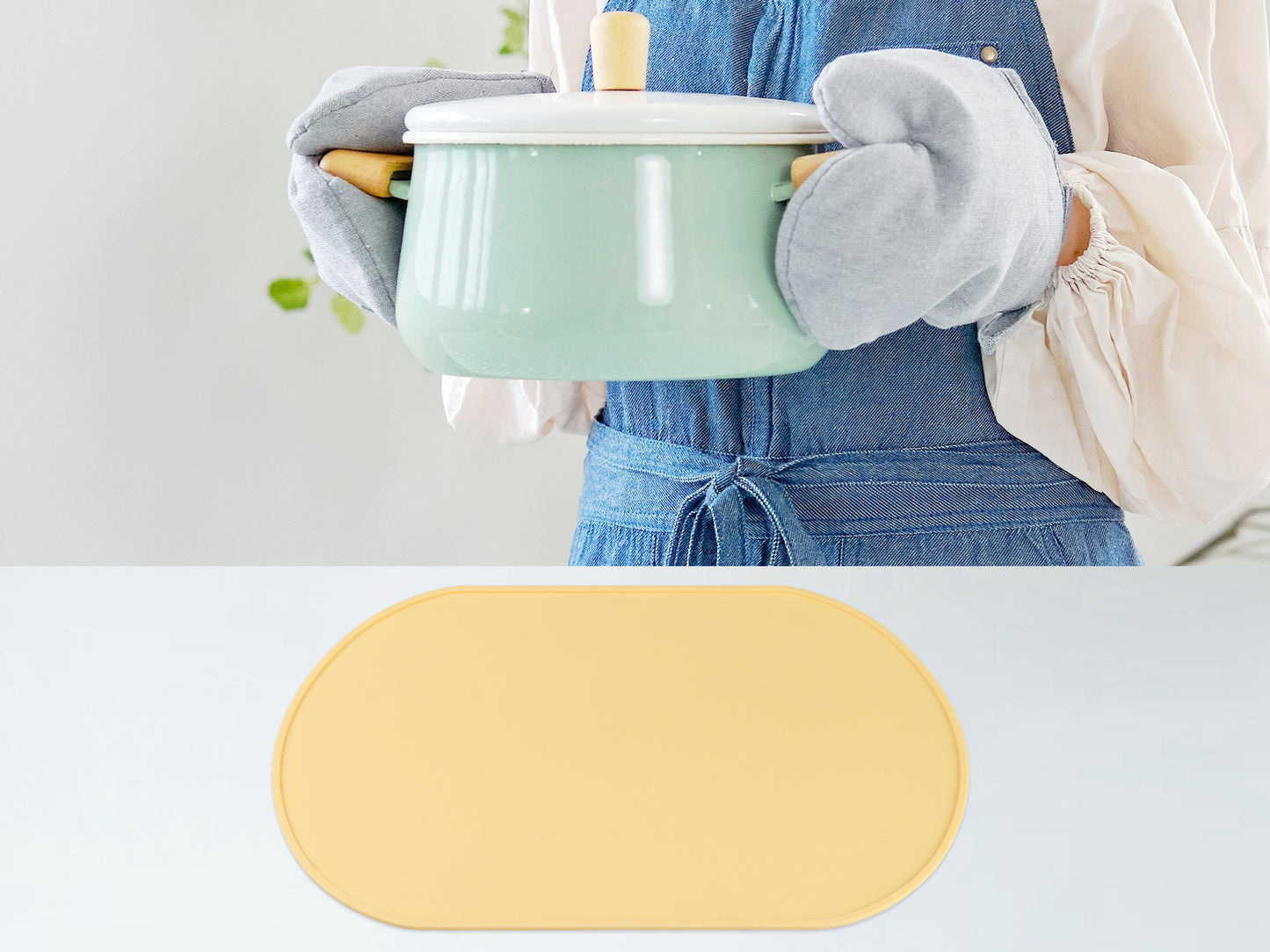 Juego de 6 manteles individuales de silicona para decoración de mesa de cocina y comedor, lavables y resistentes al calor, 15 x 10 pulgadas