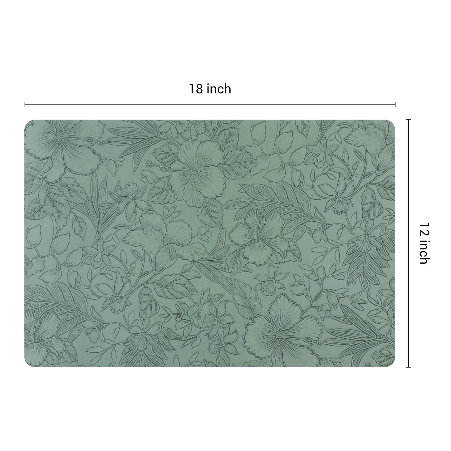 Set of 6 Faux Leather Flower Placemats for Kitchen Dining Table Decor Washable Wipeable 18*12in