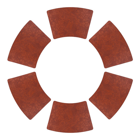 Set of 6 Placemats, Faux Leather Flowers for Kitchen Dining Table Decor 19*12in