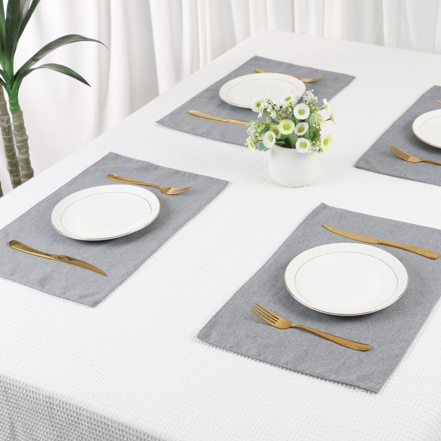 Placemats Set of 6 Polyester for Kitchen Dining Table Decor Heat Resistant 18*12in