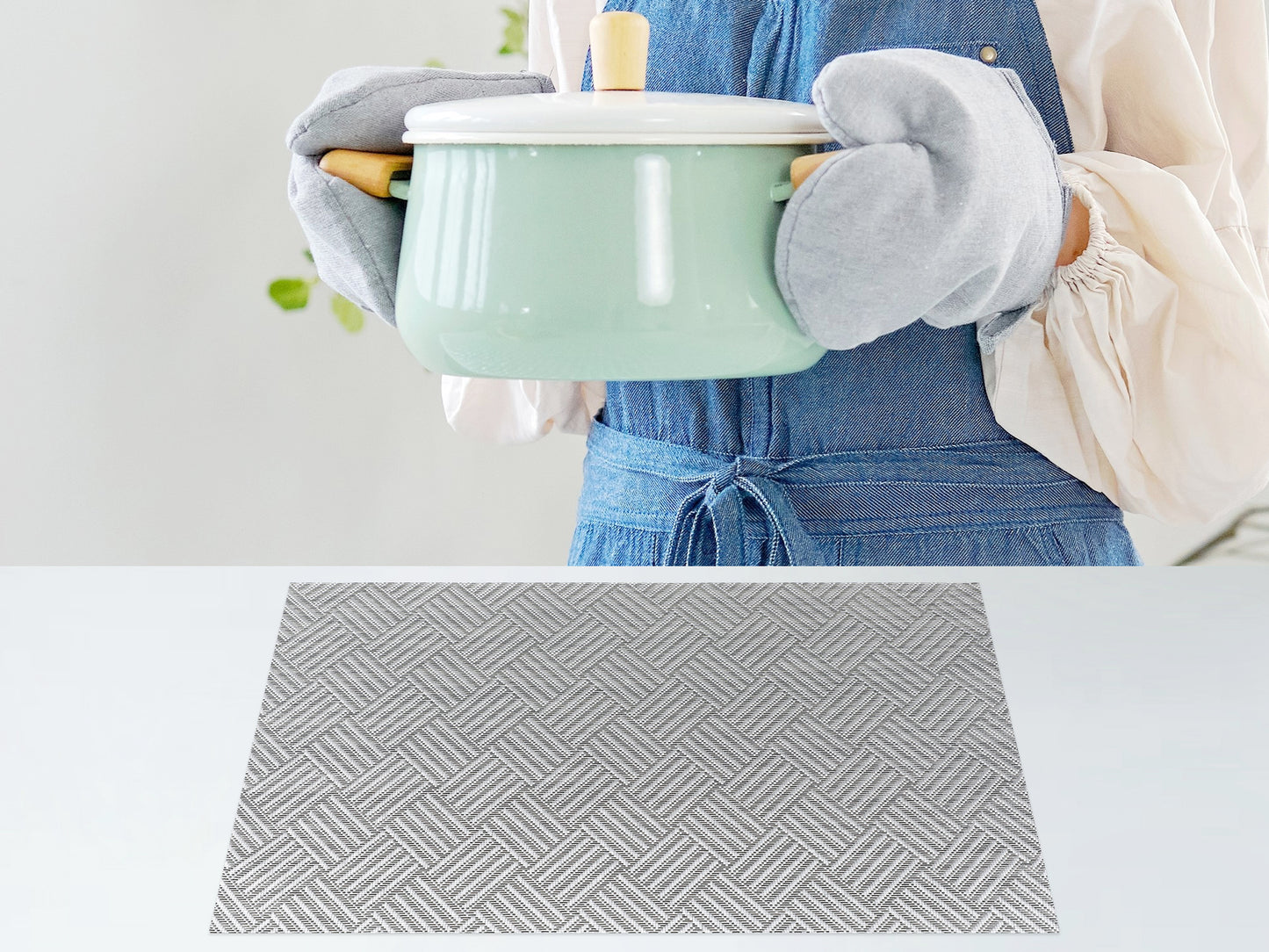 Placemats Set of 6 PVC for Kitchen Dining Table Decor Heat Resistant 18*12in