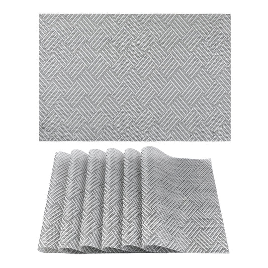 Placemats Set of 6 PVC for Kitchen Dining Table Decor Heat Resistant 18*12in