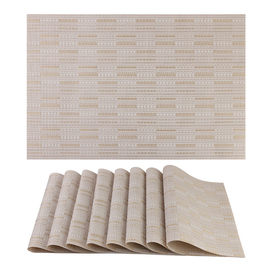 Placemats Set of 8 PVC for Kitchen Dining Table Decor Heat Resistant Wipeable 18*12in