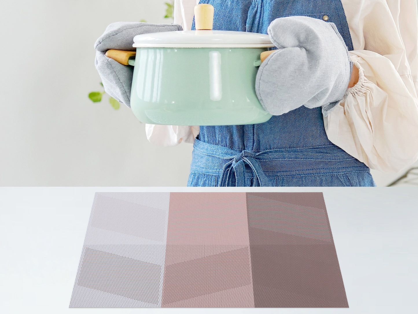 Set of 6 PVC Placemats for Kitchen Dining Table Decor Heat-resistant Wipeable 18*12in