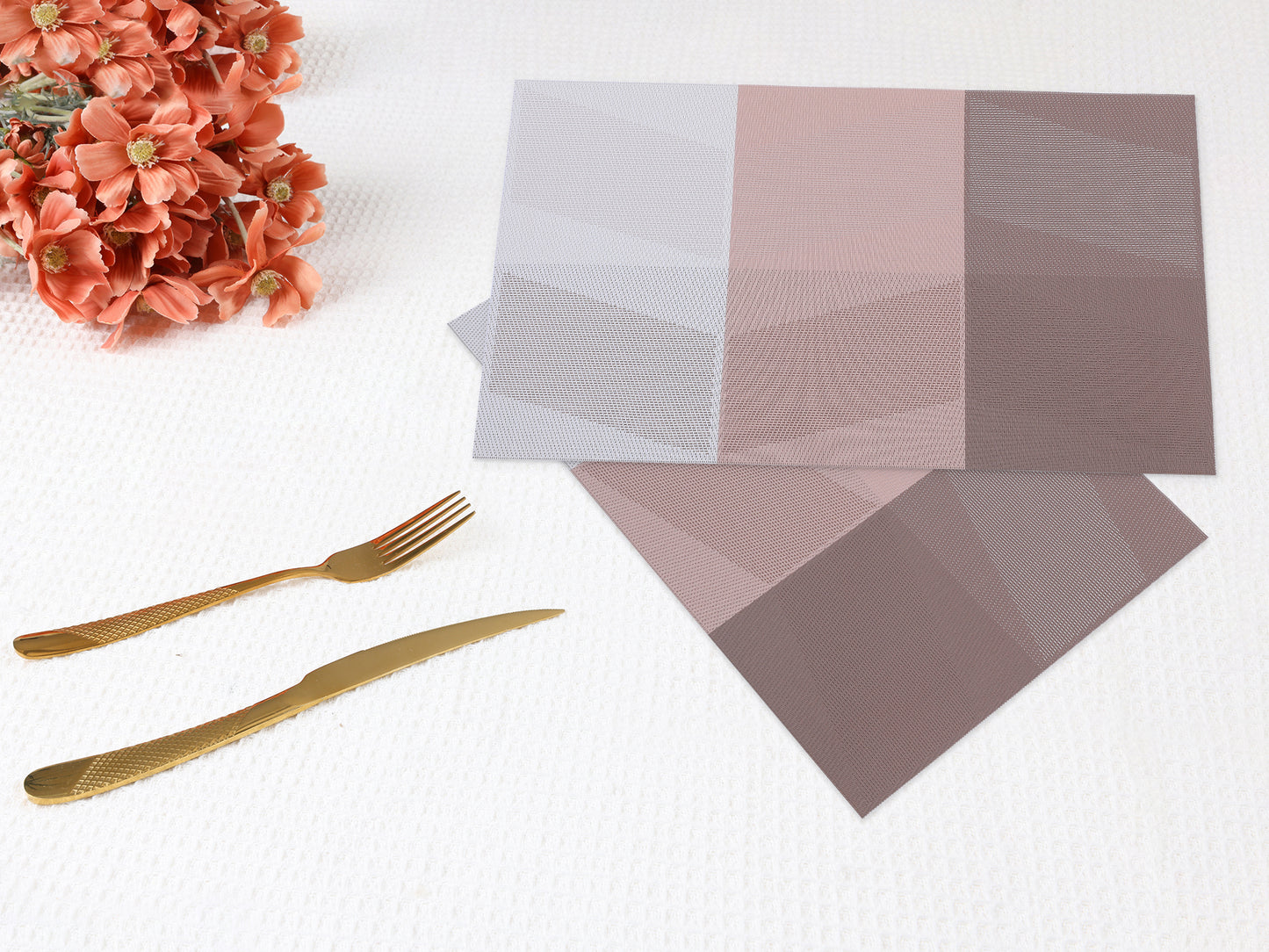 Set of 6 PVC Placemats for Kitchen Dining Table Decor Heat-resistant Wipeable 18*12in