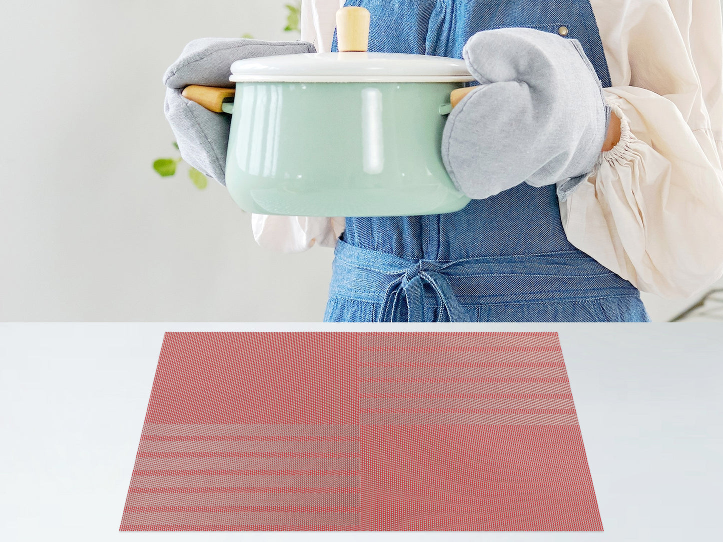 Set of 6 PVC Placemats for Kitchen Dining Table Decor Heat-resistant Wipeable 18*12in