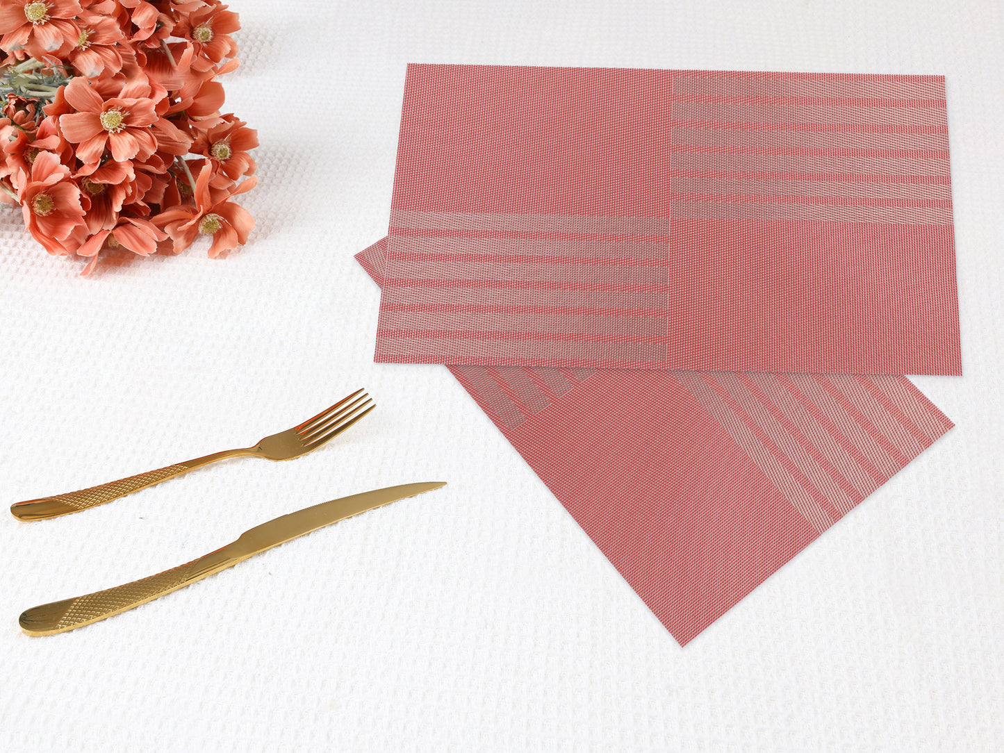 Set of 6 PVC Placemats for Kitchen Dining Table Decor Heat-resistant Wipeable 18*12in