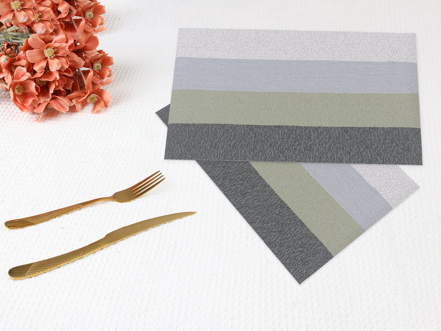 Placemats Set of 6 Rectangle PVC for Kitchen Dining Table Decor Heat Resistant 18*12in