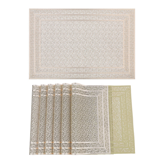 Placemats Set of 6 Trimmed for Dining Table Decor Indoor Outdoor Wipe Clean 18*12in