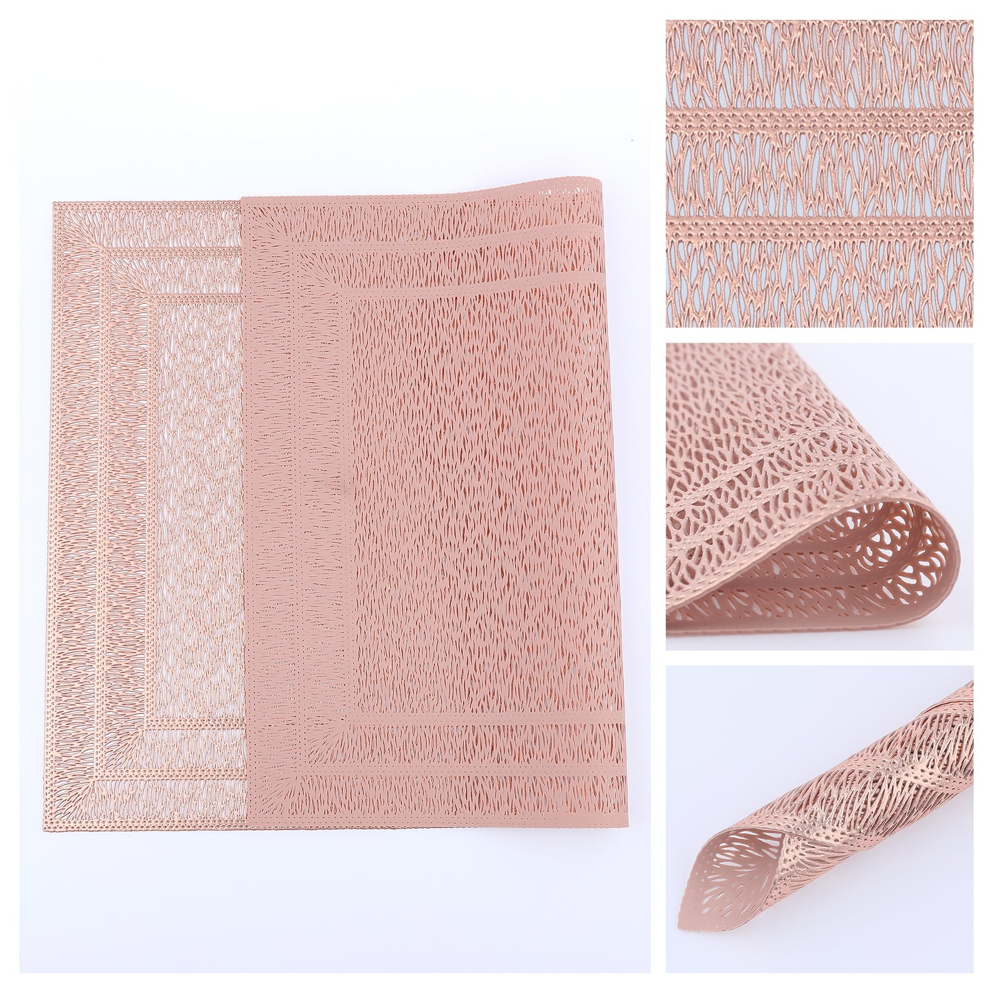 Placemats Set of 6 Trimmed for Dining Table Decor Indoor Outdoor Wipe Clean 18*12in