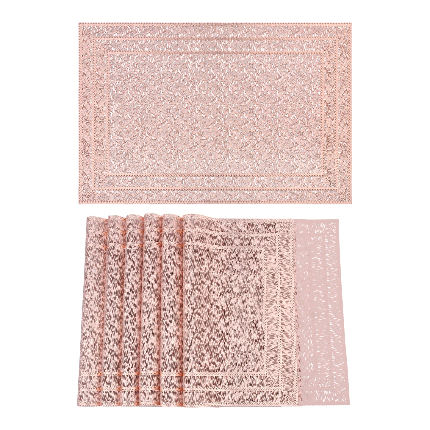 Placemats Set of 6 Trimmed for Dining Table Decor Indoor Outdoor Wipe Clean 18*12in