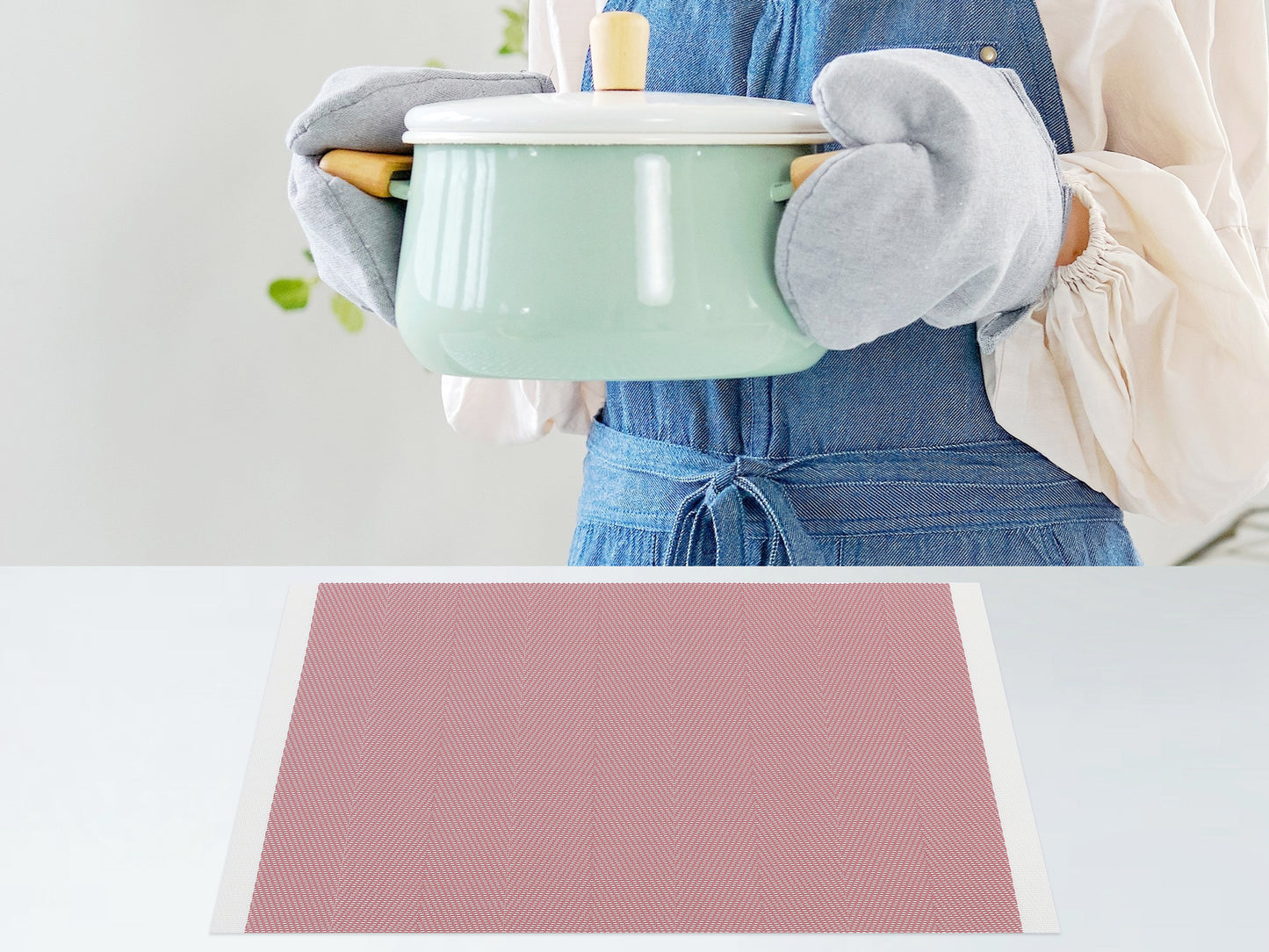 Placemats Set of 6 PVC for Kitchen Dining Table Decor Washable Heat Resistant 18*12in