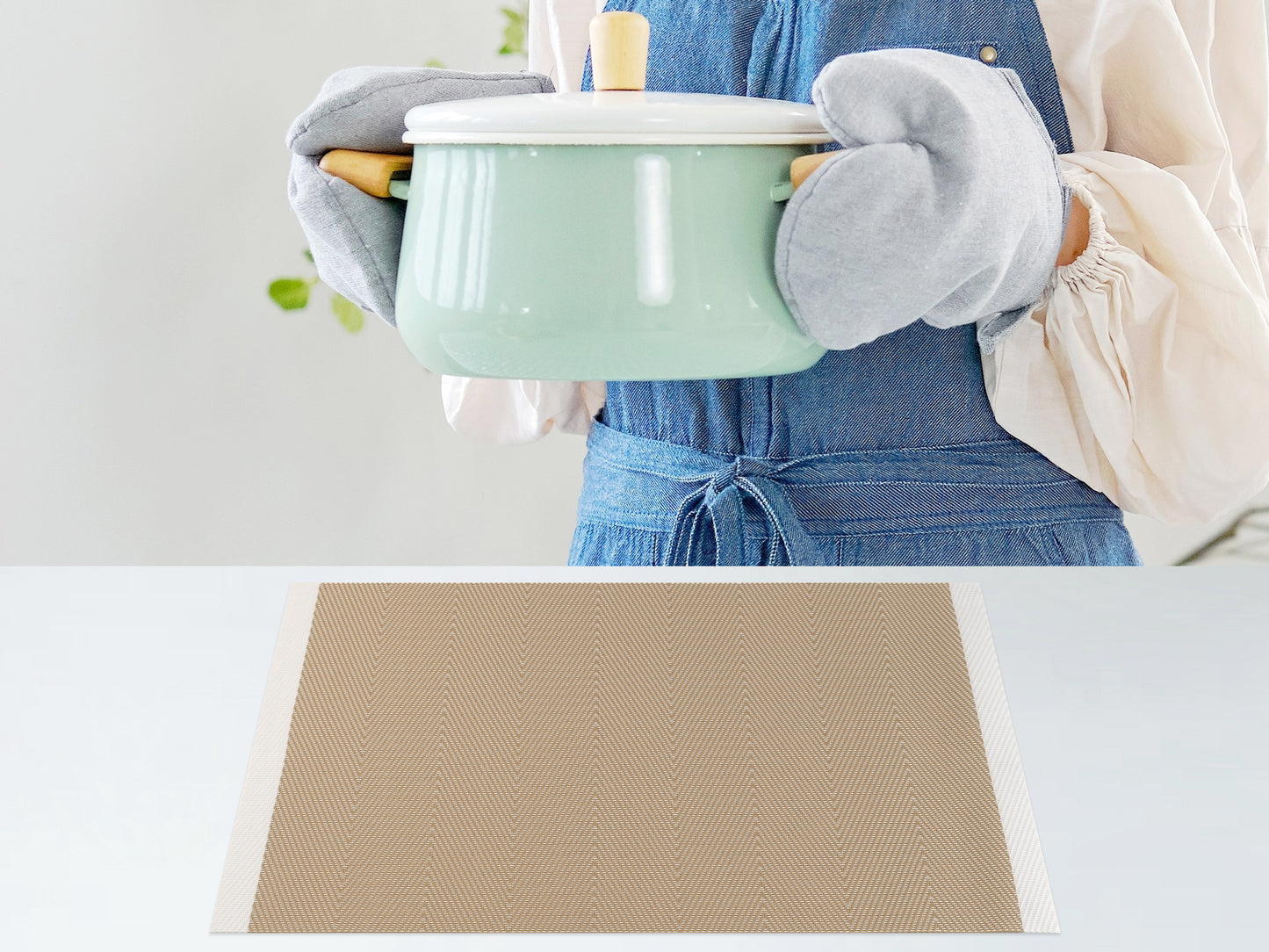 Placemats Set of 6 PVC for Kitchen Dining Table Decor Washable Heat Resistant 18*12in