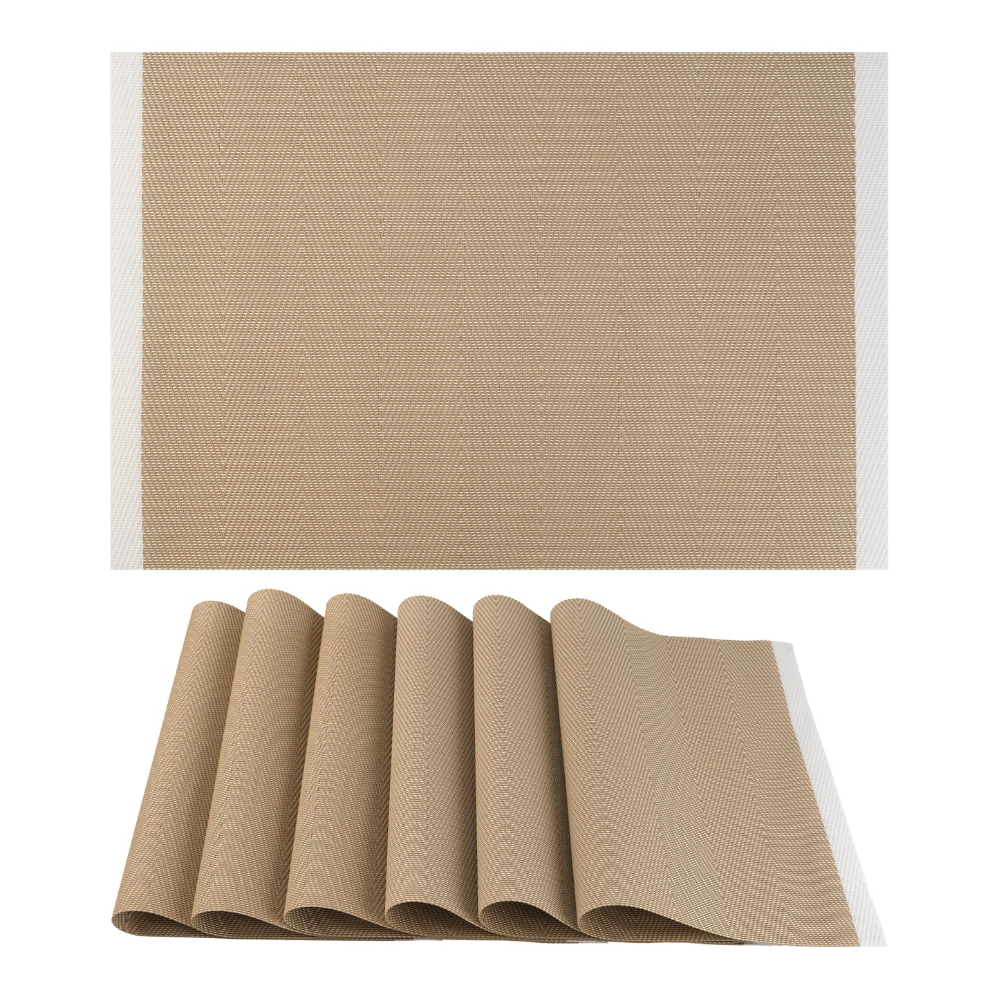 Placemats Set of 6 PVC for Kitchen Dining Table Decor Washable Heat Resistant 18*12in