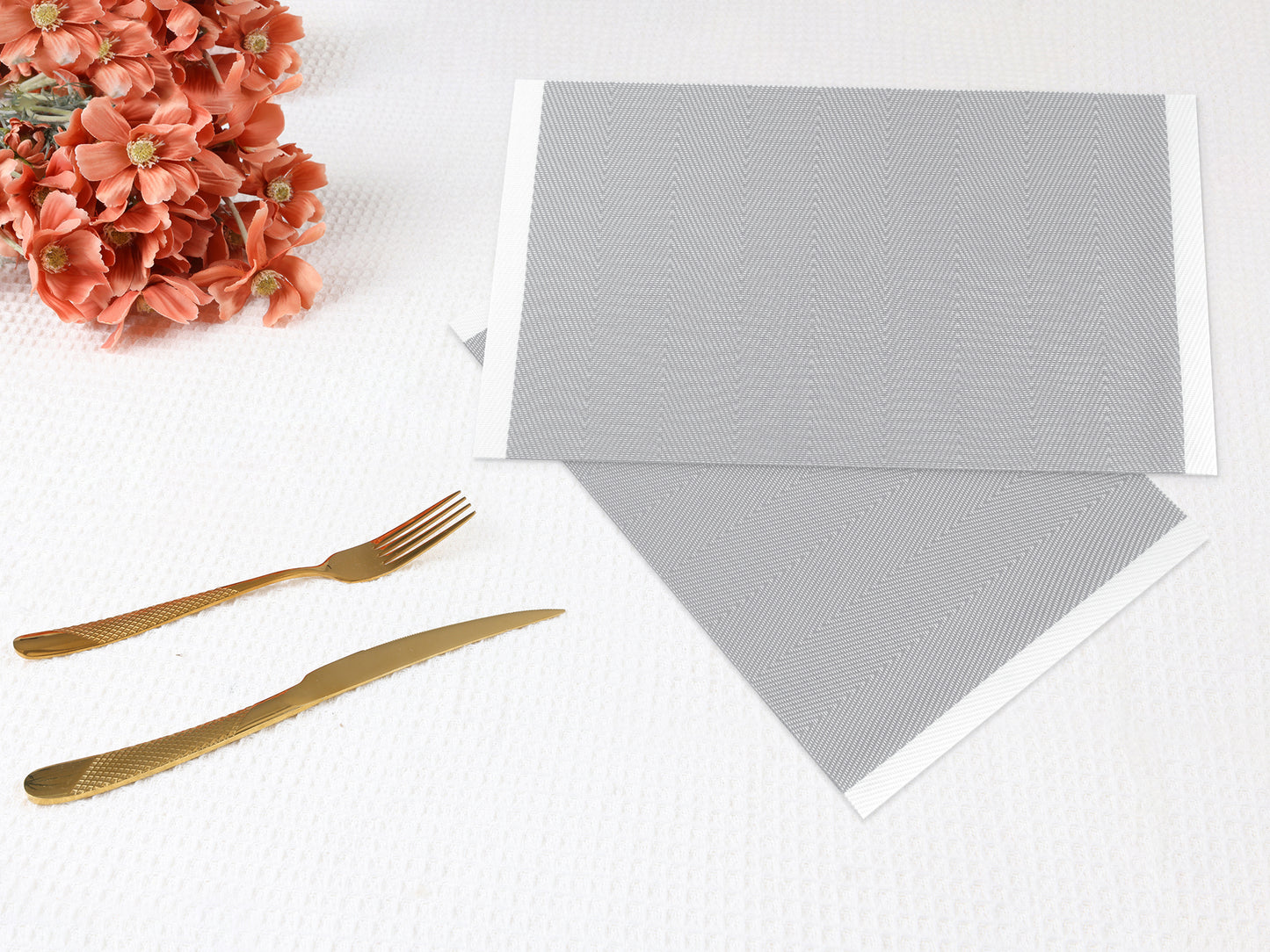 Placemats Set of 6 PVC for Kitchen Dining Table Decor Washable Heat Resistant 18*12in
