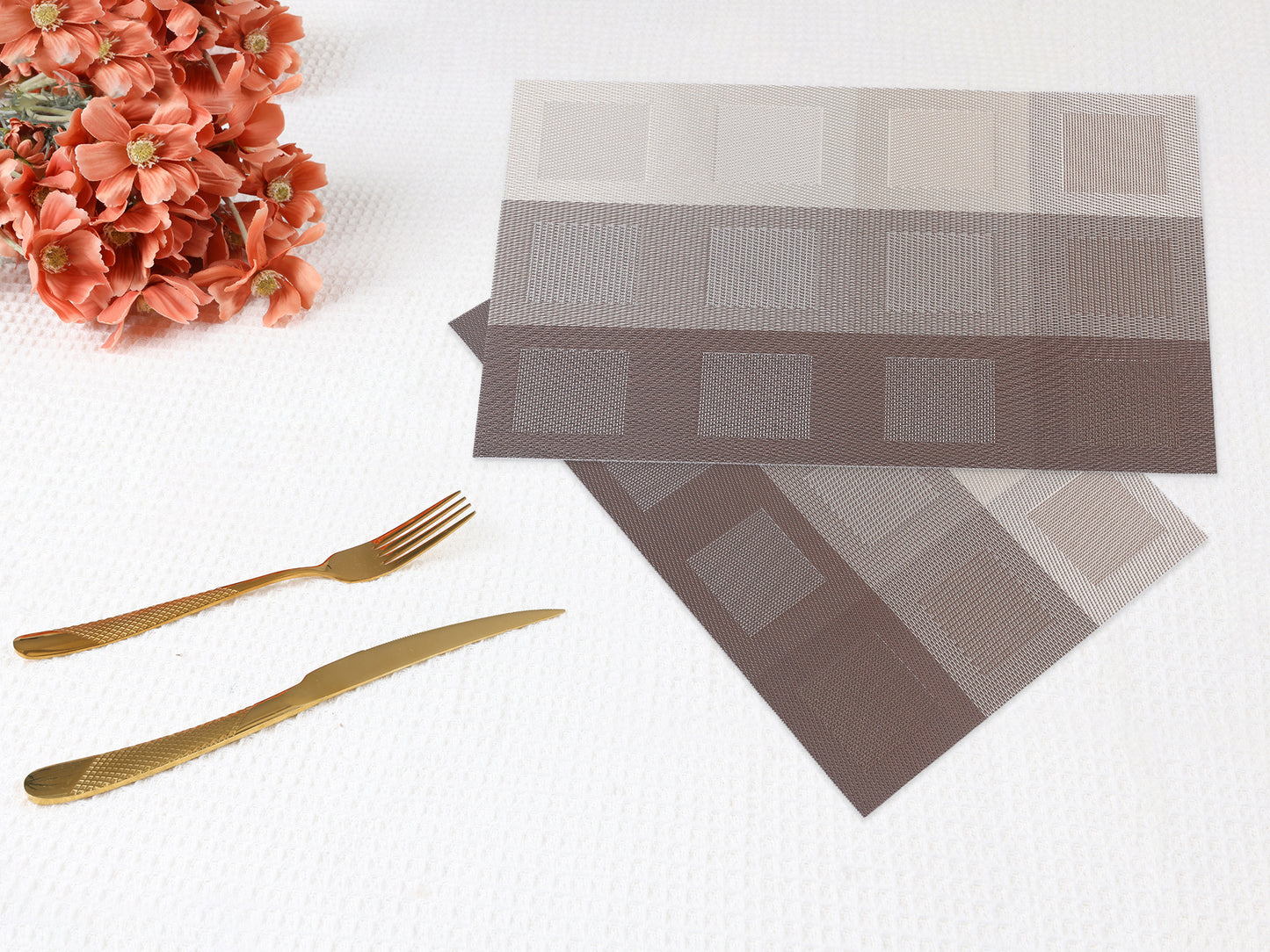 Placemats Set of 6 PVC for Dining Table Decor Indoor Outdoor Washable 18*12in