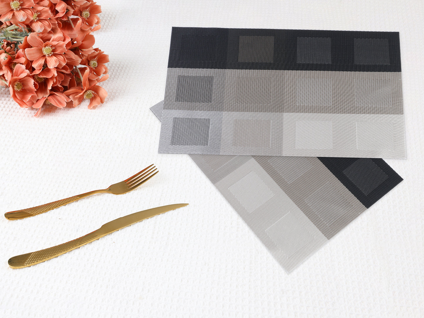 Placemats Set of 6 PVC for Dining Table Decor Indoor Outdoor Washable 18*12in