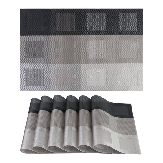 Placemats Set of 6 PVC for Dining Table Decor Indoor Outdoor Washable 18*12in