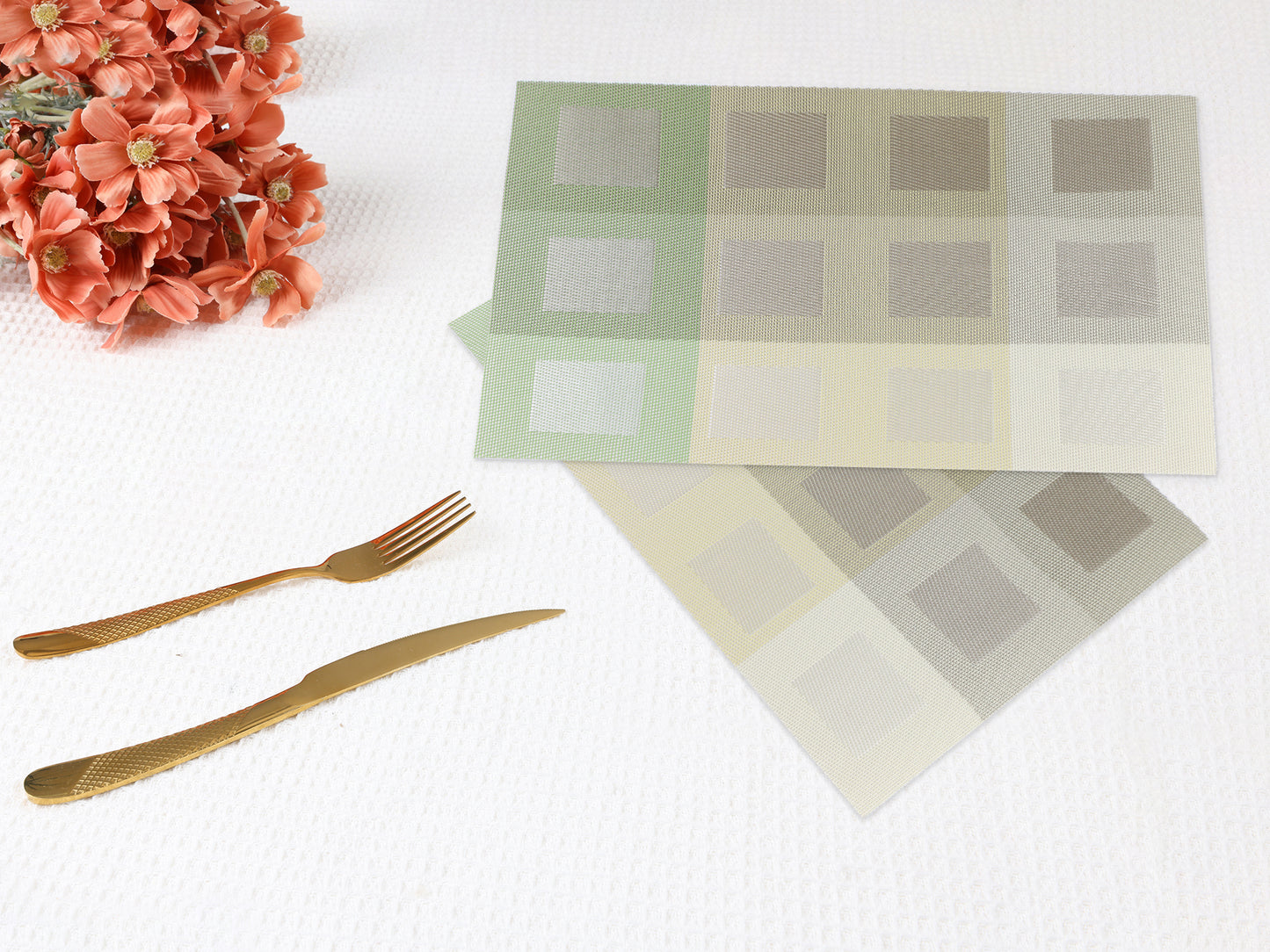 Placemats Set of 6 PVC for Dining Table Decor Indoor Outdoor Washable 18*12in
