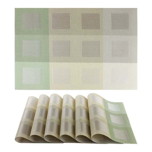 Placemats Set of 6 PVC for Dining Table Decor Indoor Outdoor Washable 18*12in