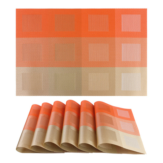 Placemats Set of 6 PVC for Dining Table Decor Indoor Outdoor Washable 18*12in
