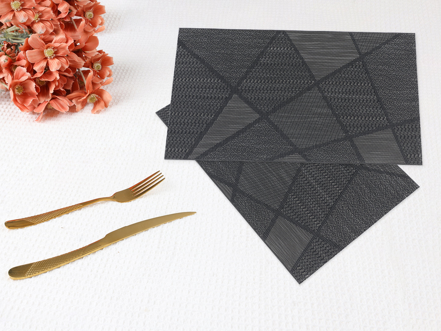 Placemats Set of 6 PVC Design for Kitchen Dining Table Decor Washable Wipeable 18*12in