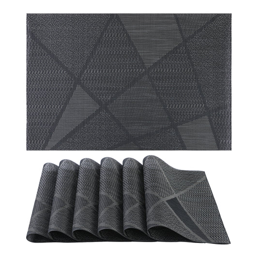 Placemats Set of 6 PVC Design for Kitchen Dining Table Decor Washable Wipeable 18*12in