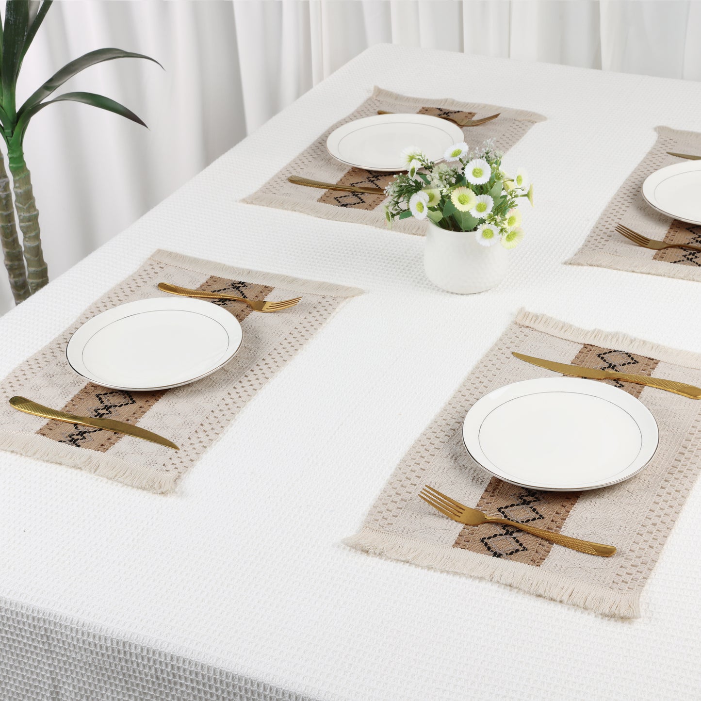 Farmhouse Placemats Set of 4 Linen for Dining Table Decor Indoor Outdoor Washable 20*12in