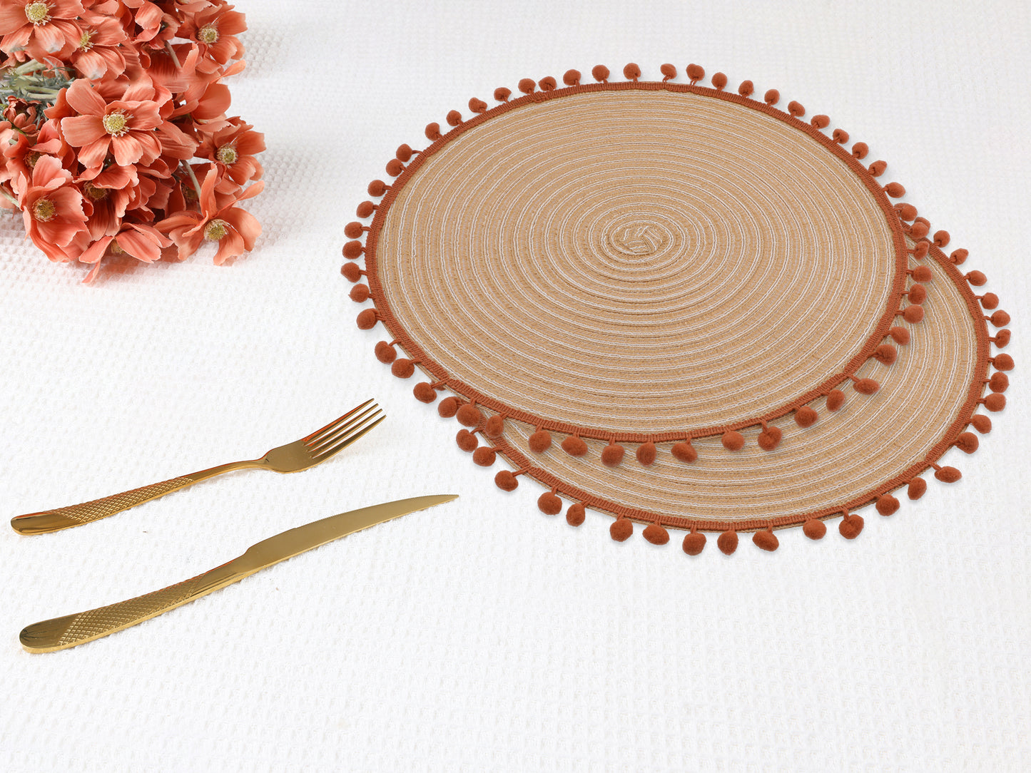 Placemats Set of 6 Polyester for Kitchen Dining Table Decor Heat Resistant 15*15in